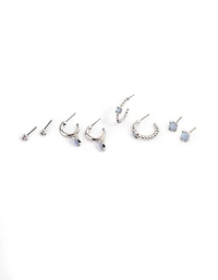 Antique Silver Black Stacker Earrings