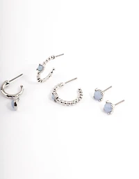 Antique Silver Black Stacker Earrings
