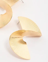 Gold Plated Brass Twisted Fan Earrings
