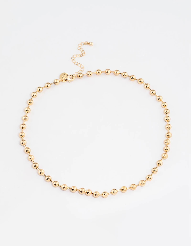 Gold Plated Brass Ball Chain Necklace