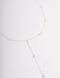 Silver Plated Diamante Lariat Y-Necklace