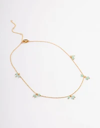 Gold Plated Jade Cluster Fine Necklace