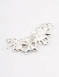 Silver Crystal & Diamante Flower Hair Clips
