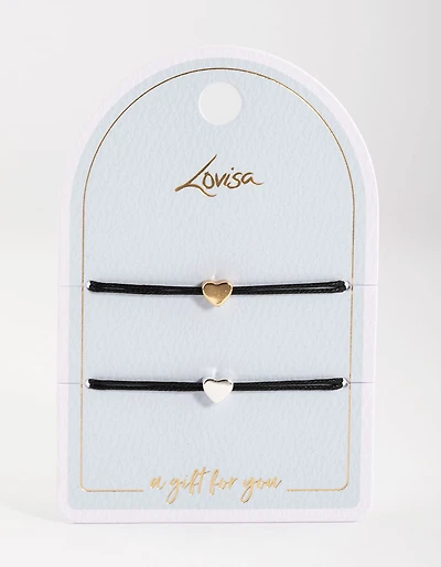 Silver Cord Heart Bracelet Pack