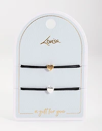 Silver Cord Heart Bracelet Pack