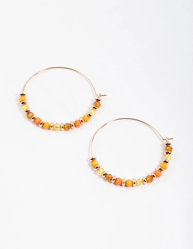 Boucles d’oreilles cerceaux rondes et ovales orange