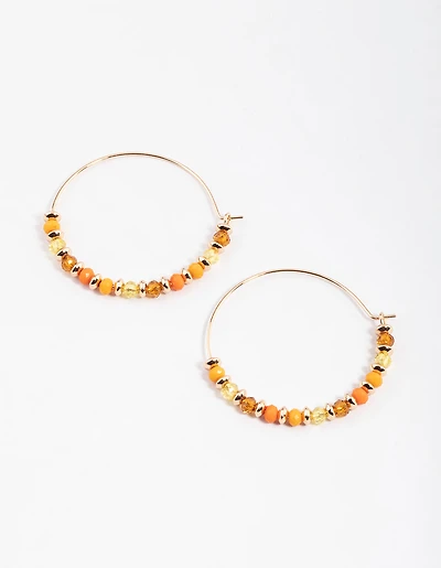 Boucles d’oreilles cerceaux rondes et ovales orange