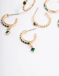 Gold Garden Diamante Stack Hoop Earrings 4-Pack