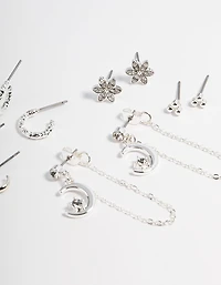 Silver Celestial Stacker Earrings 5-Pack