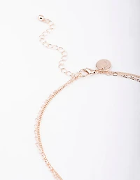 Rose Gold Dainty Stone Necklace & Earrings Set
