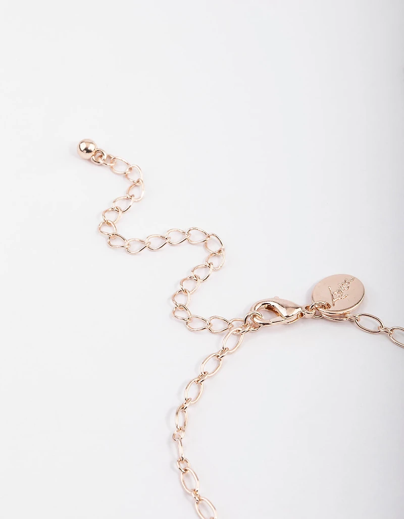 Rose Gold Heart Rays Layered Necklace & Earrings Set