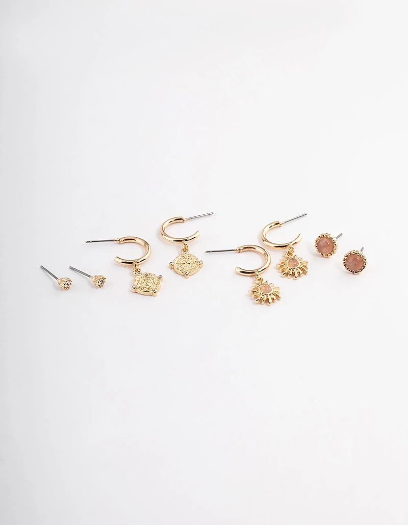 Gold Sun & Star Earring Pack