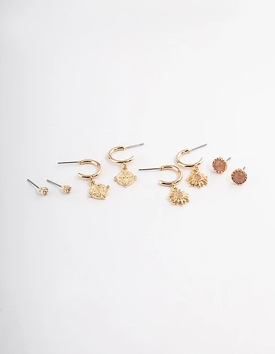 Gold Sun & Star Earring Pack