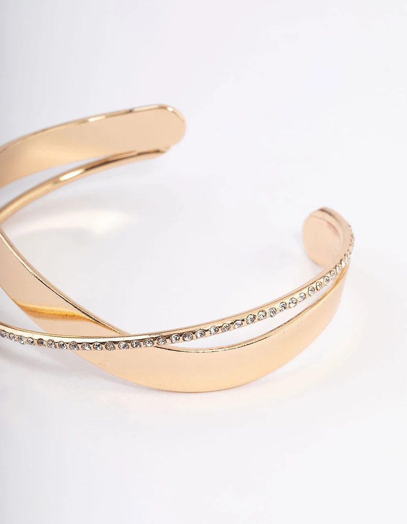 Gold Bling X Cuff Bangle