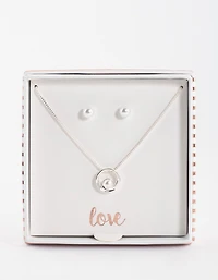 Silver Pearl Open Circle Jewellery Set