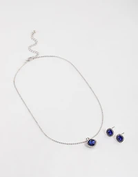 Silver Cushion Halo Jewellery Set