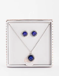 Silver Cushion Halo Jewellery Set