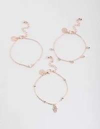 Rose Gold Diamante Fatima Bracelet Pack