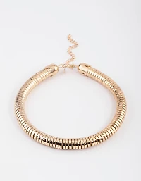 Gold Chunky Hammered Tube Necklace