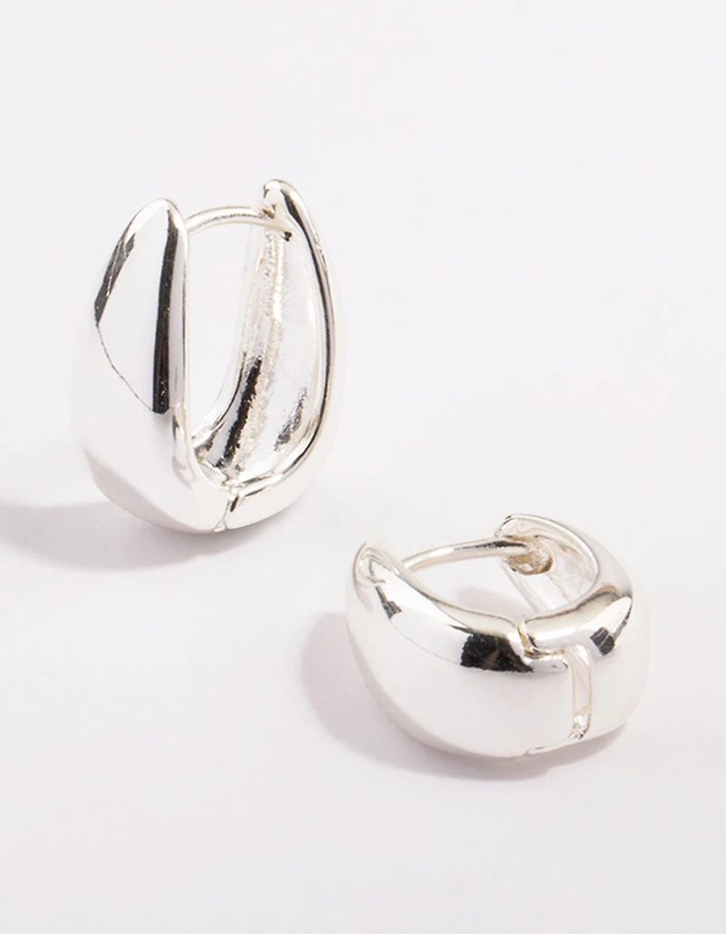 Silver Plated Brass  Boho Taper Hoop Earrings