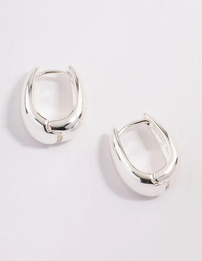 Silver Plated Brass  Boho Taper Hoop Earrings