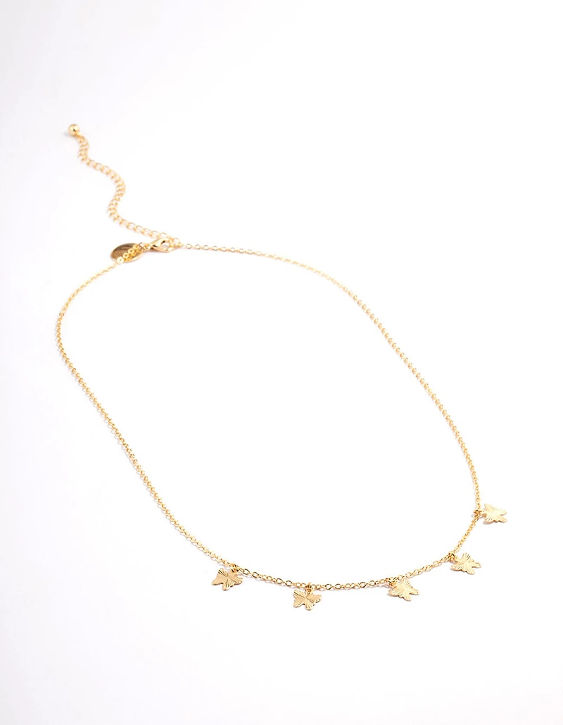 Gold Plated Multi Butterfly Necklace