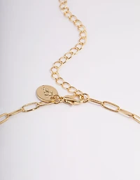 Gold Plated Celestial Heart T-Bar Necklace