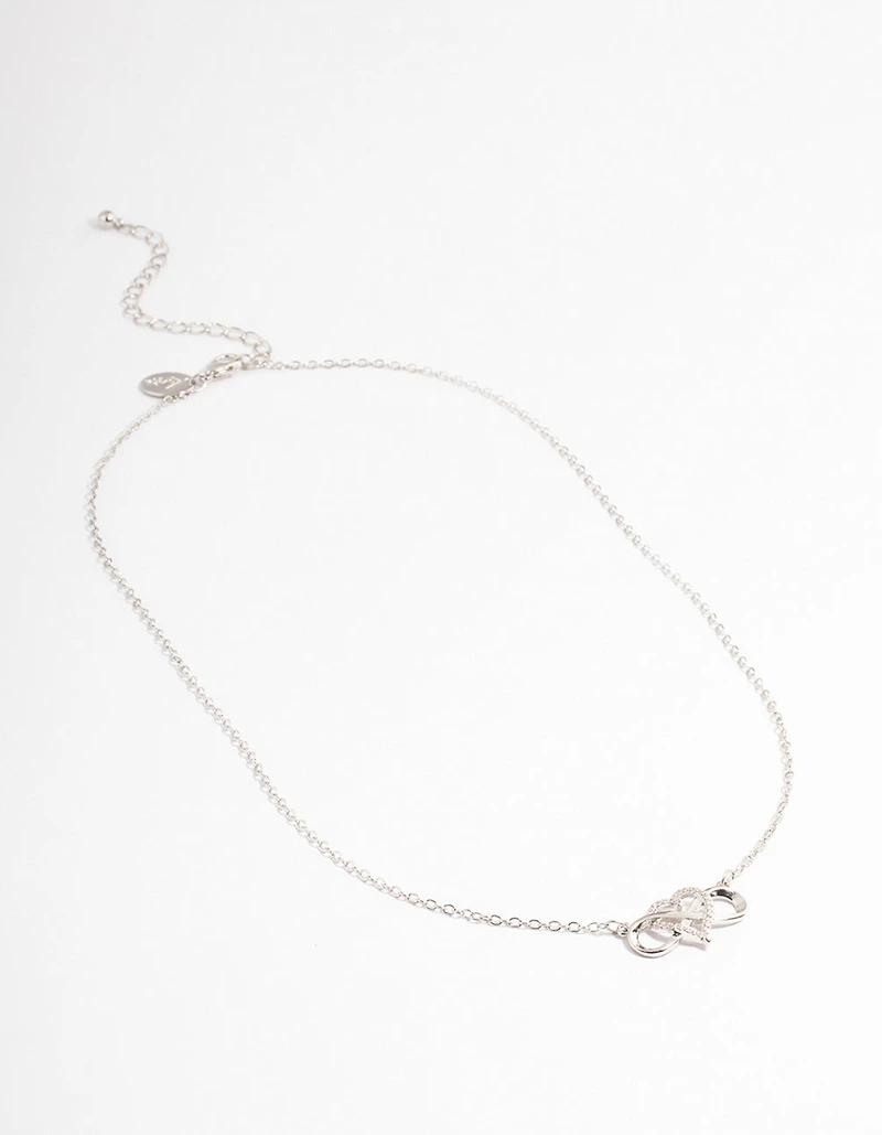 Silver Infinity Heart Diamante Necklace