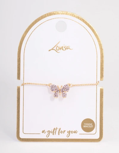 Bracelet à bascule papillon pavé lilas