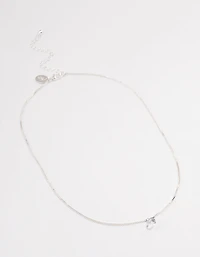 Silver Single Cubic Zirconia Box Chain Necklace