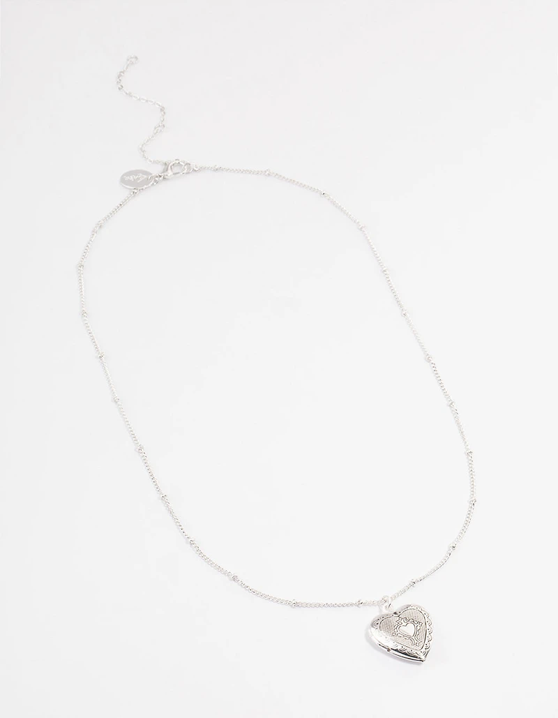 Silver Heart Locket Necklace