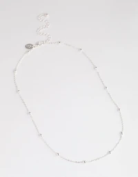 Silver Station Bead Chain Necklace