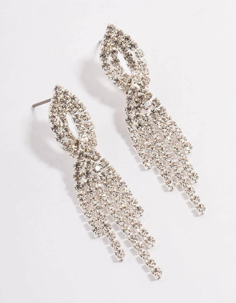 Silver Mini Twist Cup Chain Drop Earrings