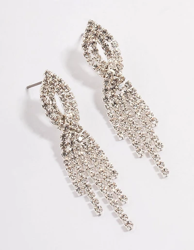 Silver Mini Twist Cup Chain Drop Earrings