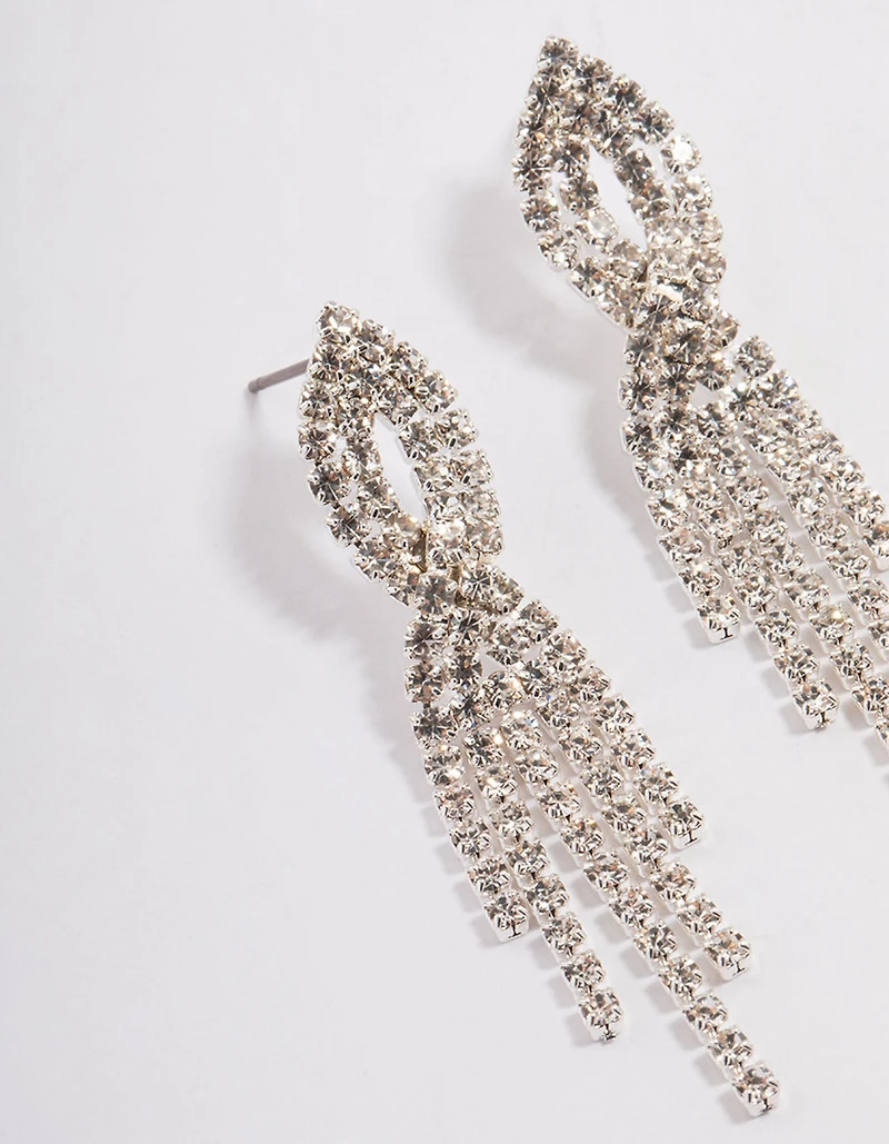 Silver Mini Twist Cup Chain Drop Earrings