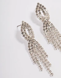 Silver Mini Twist Cup Chain Drop Earrings