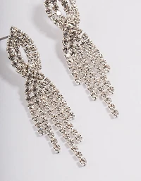 Silver Mini Twist Cup Chain Drop Earrings