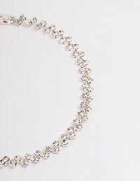 Silver Double Dangle Diamante Petal Tennis Bracelet