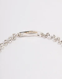 Silver Double Dangle Diamante Petal Tennis Bracelet