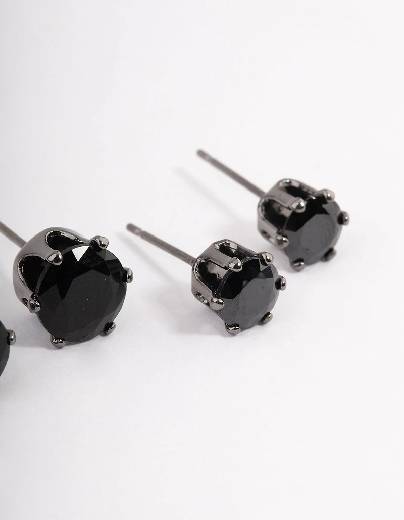 Paquet de boucles d’oreilles rondes Gunmetal Rounded Graded Studs