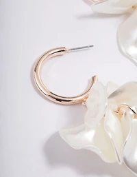 Rose Gold Coated Petal Huggie Earrings