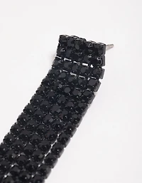 Boucles d’oreilles pendantes noires droites à cinq brins