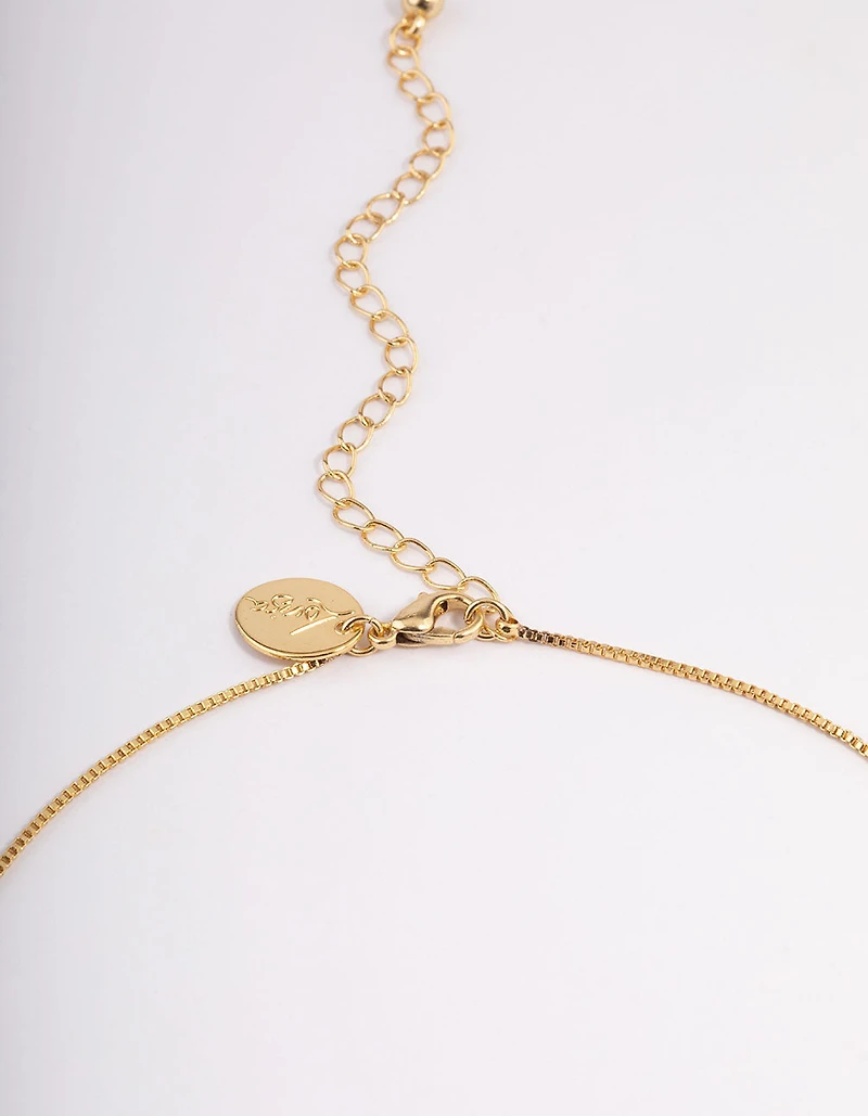 Gold Plated Diamante Cross Fine Chain Necklace