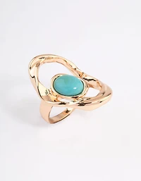Gold Abstract Turquoise Ring
