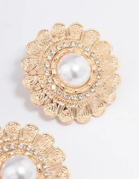 Gold Cardigan Button Stud Earrings