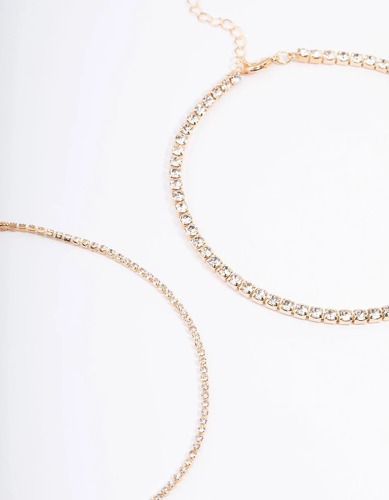 Gold Round & Pear Choker 4-Pack