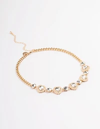 Gold Crystal Heart Choker