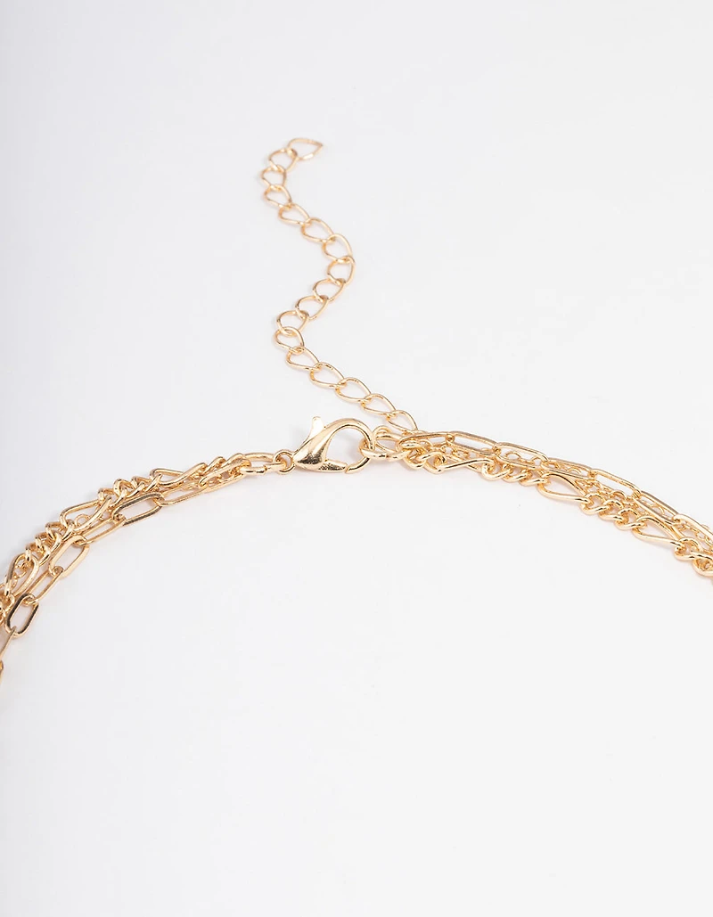 Gold Cross Heart Layered Necklace