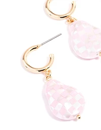 Gold & Pink Pearl Hoop Earrings