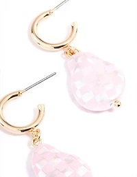 Gold & Pink Pearl Hoop Earrings